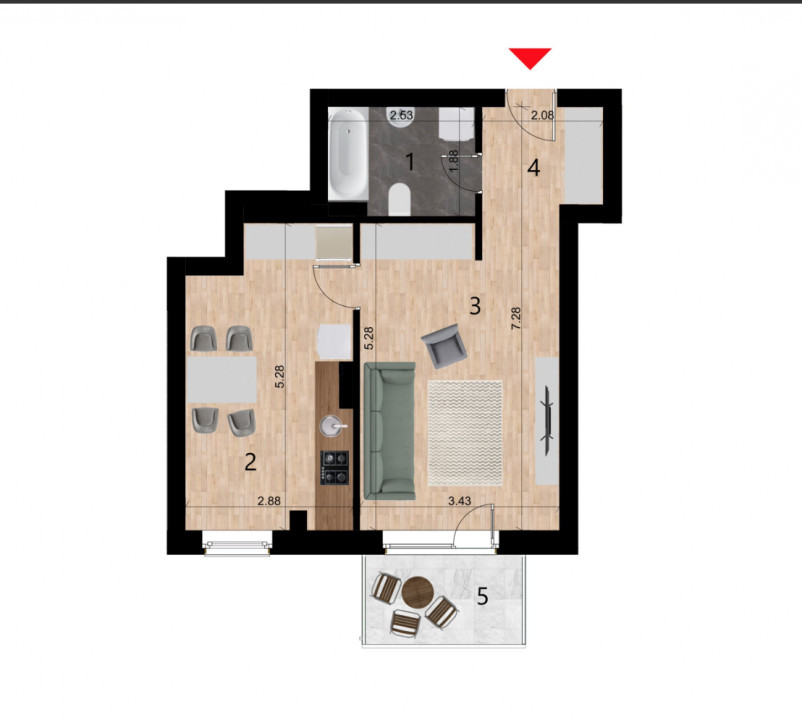Apartament cu o camera, bloc nou, zona Golden Tulip Zorilor