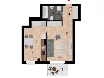 Apartament cu o camera, bloc nou, zona Golden Tulip Zorilor