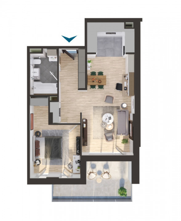 Apartament modern cu terasa spatioasa in bloc nou cu CF, NZEB