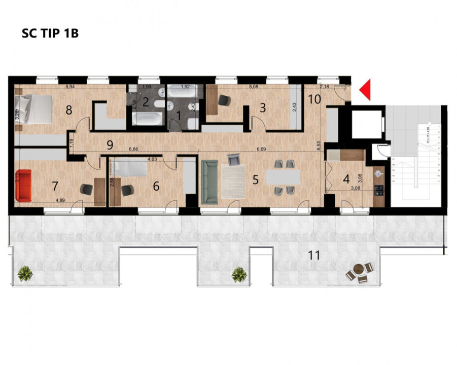 Penthouse 5 camere, 115 mp, 70 mp terasa, zona Golden Tulip Zorilor