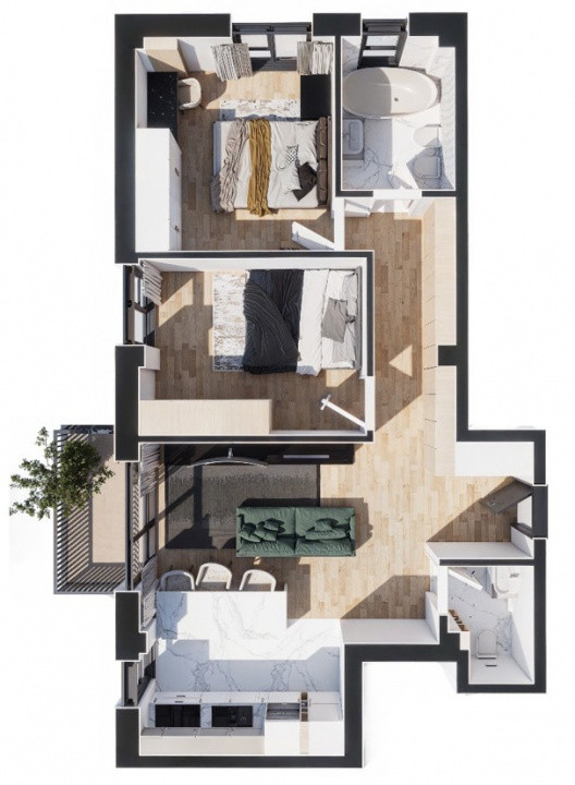 Apartament 3 camere, doua bai, orientare Vest , Baciu Regal 