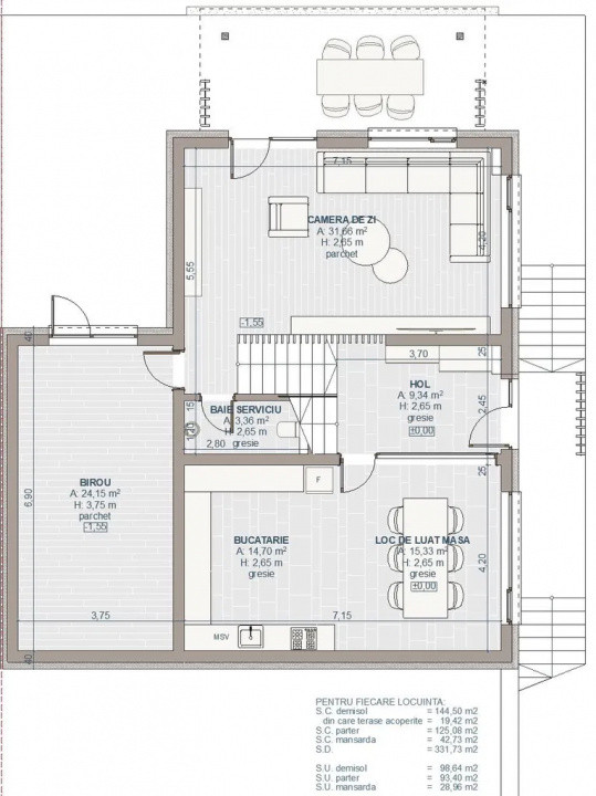Casa tip duplex, 221 mp util si 525 mp teren, Salicea