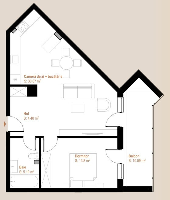 Apartament 2 camere, orientare sud bloc nou zona Vivo Mall