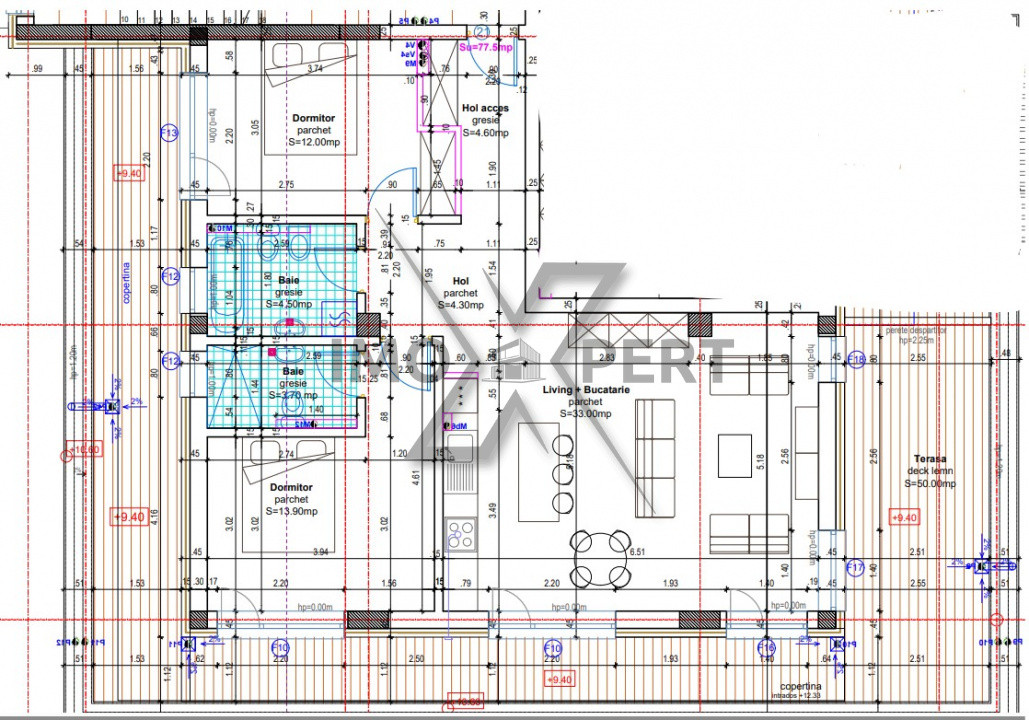 Apartament 3 camere, terasa 60mp, orientare Sud , Baciu Regal 