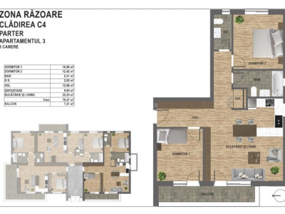 Apartament 3 camere, orientare sud bloc nou zona Vivo Mall