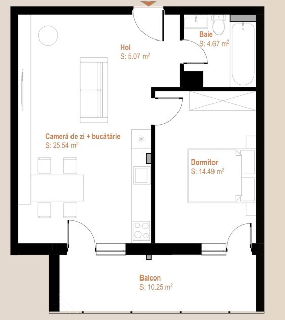 Apartament 2 camere, orientare sud bloc nou zona Vivo Mall