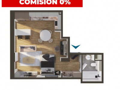 Apartament o camera, 38,5 mp, etaj 1, Bloc premium, Marasti