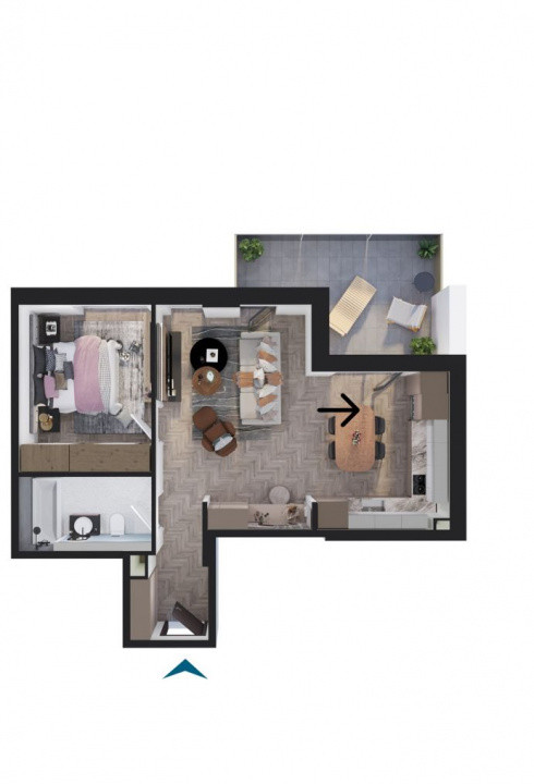 Apartament de 2 camere 53 mp, etaj 6, Bloc premium, Rivus