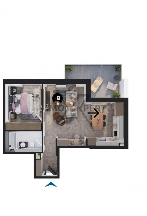 Apartament de 2 camere 53 mp, etaj 6, Bloc premium, Rivus