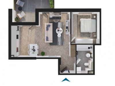 Apartament de 2 camere 53 mp, etaj 3, Bloc premium, Rivus