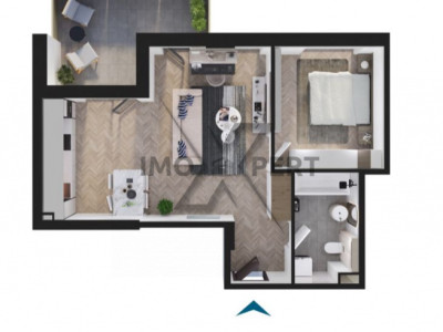 Apartament de 2 camere 53 mp, etaj 3, Bloc premium, Rivus