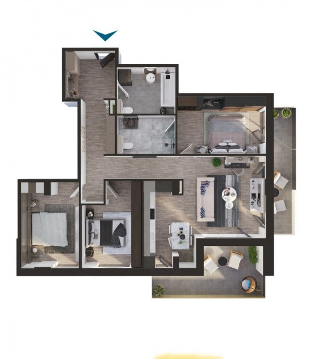 Apartament 4 camere,2 bai, terasa 37 m , super view, Rivus 