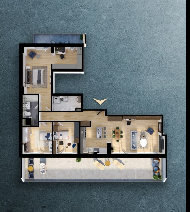 Apartament 4 camere,2 bai, terasa 60 m , super view, Bloc Premium