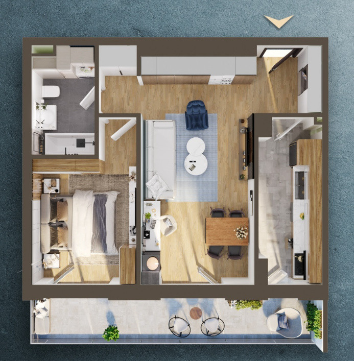 Apartament de 2 camere 54 mp, etaj 1, Bloc premium, Rivus