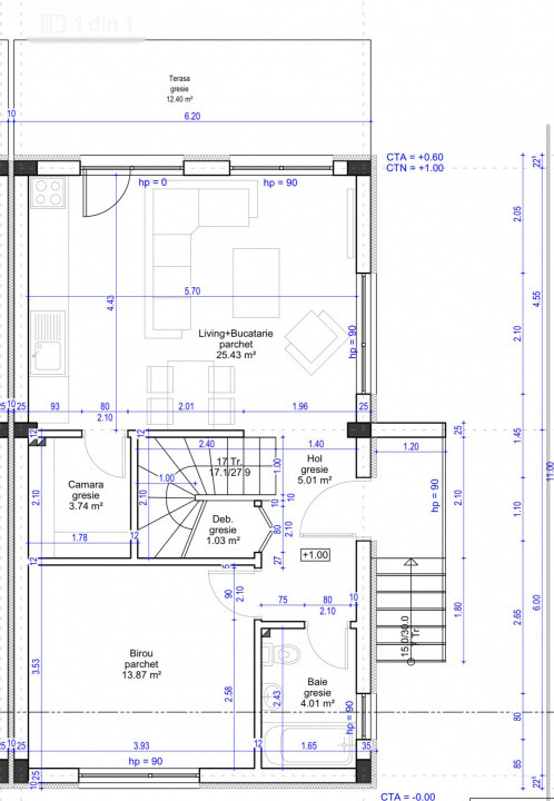Duplex cu CF de 120 metri, cu Terasa, si Gradina, ,zona Vivo
