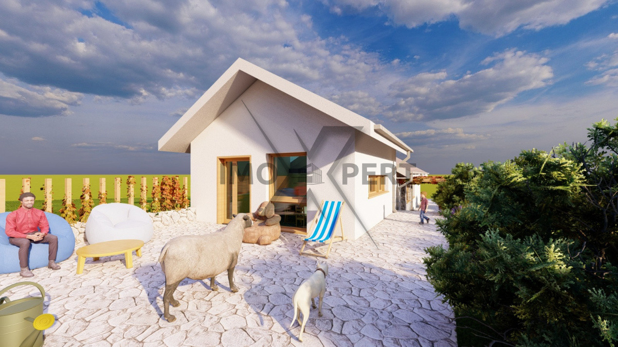 Casă individuală pe un singur nivel cu vedere la lac, Câmpenești