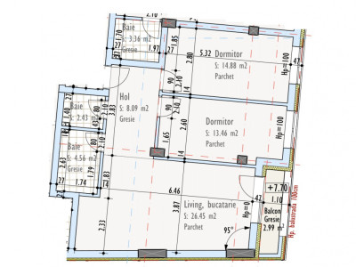 Apartament 3 camere în complex nZEB, zona Pod IRA – Etajul 2