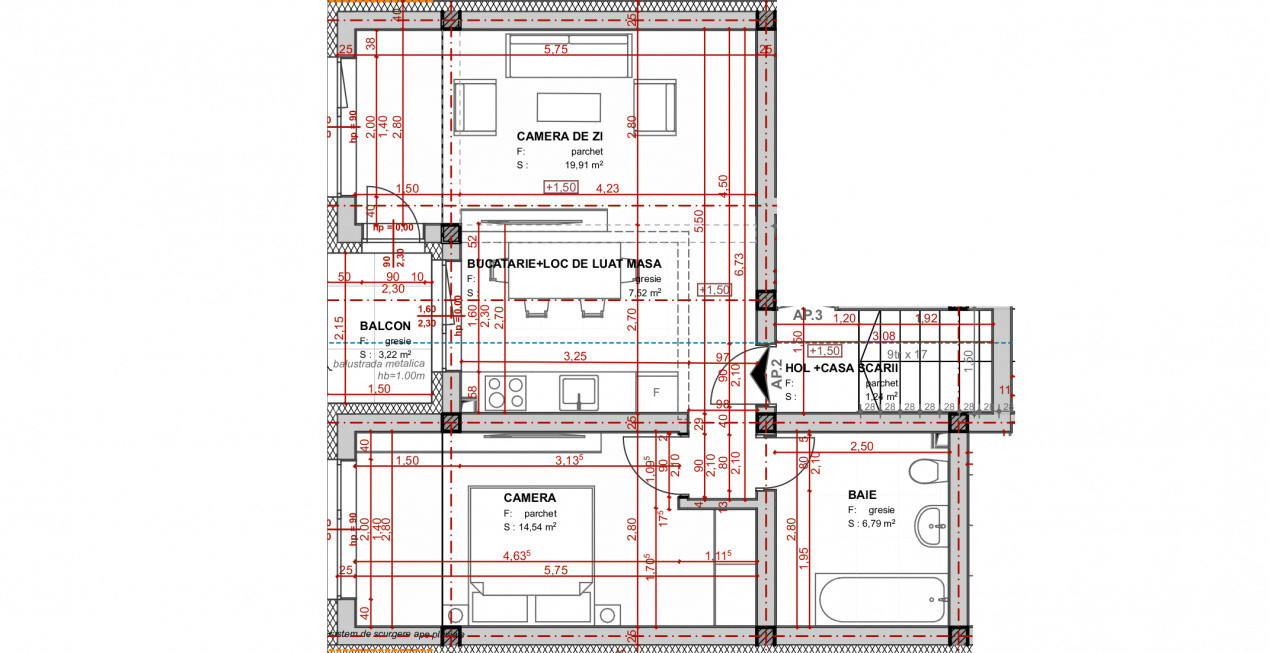 Apartament 2 camere, 48 mp, Apahida