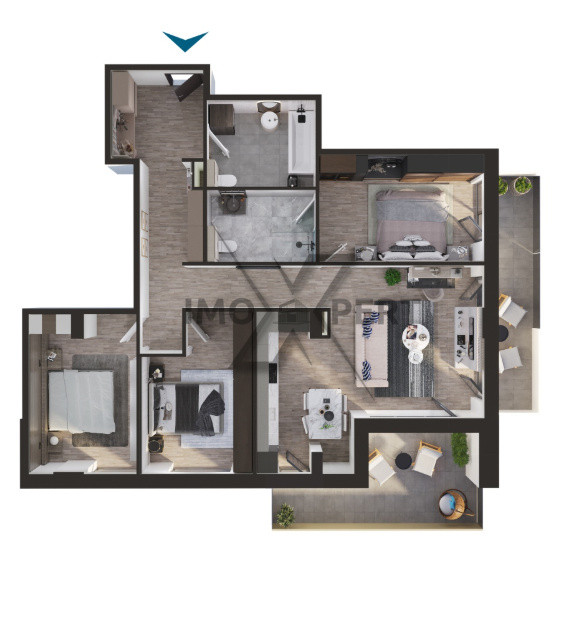 Apartament nou, 4 camere, 2 bai, 2 terase 99mp + terase zona Elite City