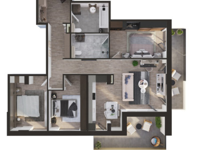Apartament nou, 4 camere, 2 bai, 2 terase 99mp + terase zona Elite 
