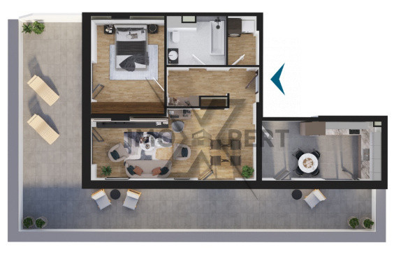 Apartament nou cu 2 camere si terasa de 60mp zona EliteCity
