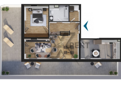 Apartament nou cu 2 camere si terasa de 60mp zona EliteCity