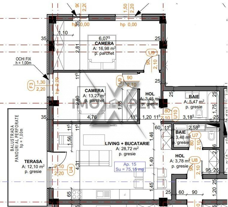 Apartament 3 camere, 70mp, bloc nou  Iris