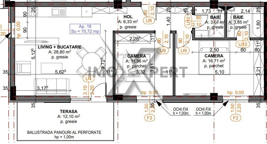 Apartament 3 camere, 70mp, bloc nou  Iris