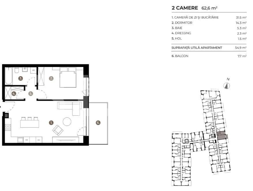 OPORTUNITATE! APARTAMENT 2 CAMERE, ETAJ INTERMEDIAR, ERA HEXAGON