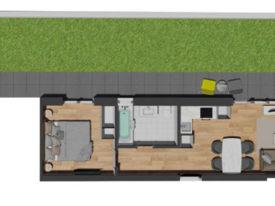Apartament finisat 2 camere si curte 55 mp, zona Vivo