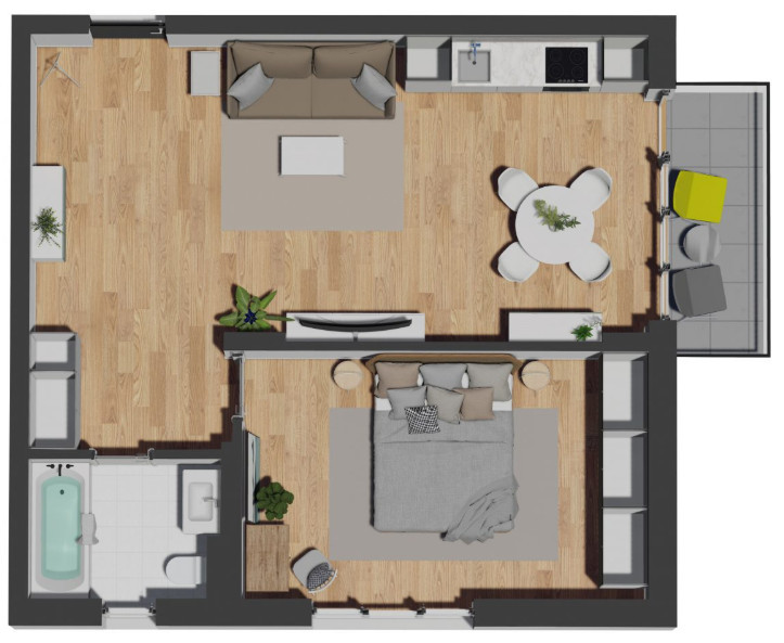 Apartament finisat 2 camere, etaj intermediar, zona Vivo