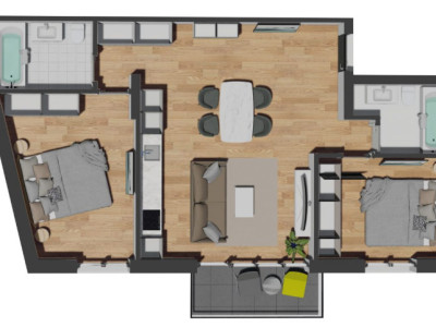 Apartament 3 camere, 2 bai, etaj intermediar, zona Vivo