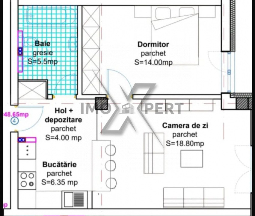 Apartament cu 2 camere, parcare, Baciu Regal 