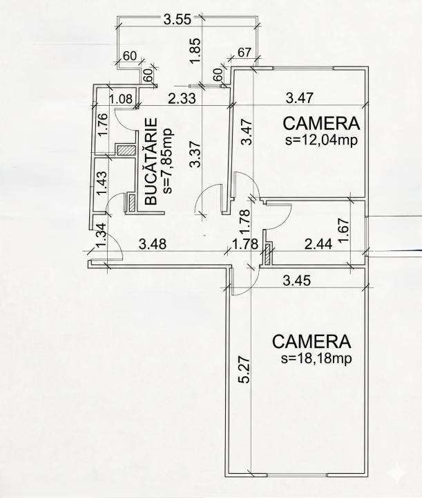 Apartament 2 camere, decomandat, etaj intermediar, Manastur