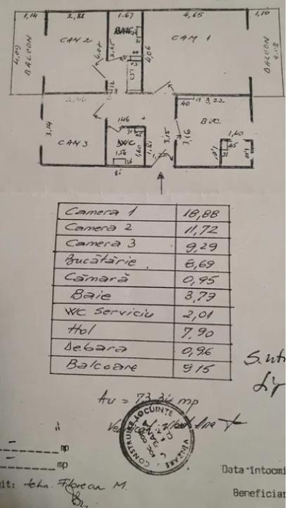 Apartament cu 3 camere, 2 bai Grigorescu zona Al, Vlahuta